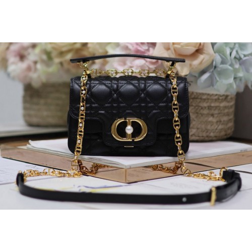 Dior M9272 Mini Dior Jolie Top Handle Bag in Black Cannage Calfskin Dior M9272 Mini Dior Jolie Top Handle Bag in Black Cannage Calfskin