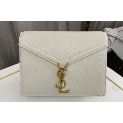 YSL CASSANDRA MEDIUM CHAIN Bag In White GRAIN DE POUDRE EMBOSSED LEATHER