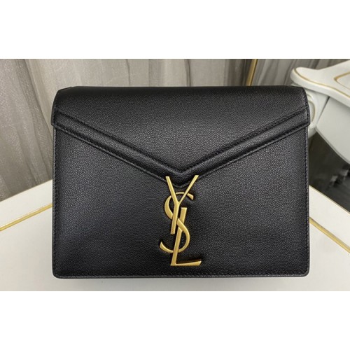 YSL CASSANDRA MEDIUM CHAIN Bag In Black GRAIN DE POUDRE EMBOSSED LEATHER