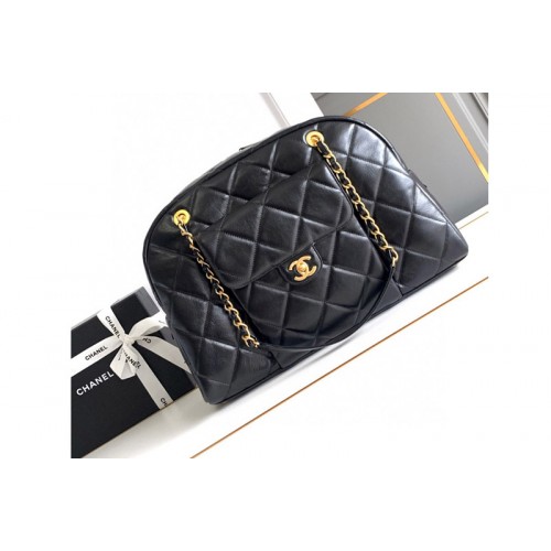 Chanel Bowling Bag in Black Leather