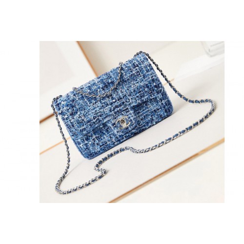 Chanel A69900 Mini Classic HandBag In Blue Sequins Chanel A69900 Mini Classic HandBag In Blue Sequins