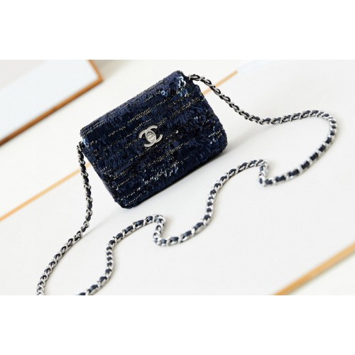 Chanel Mini Flap Bag in Black Sequins