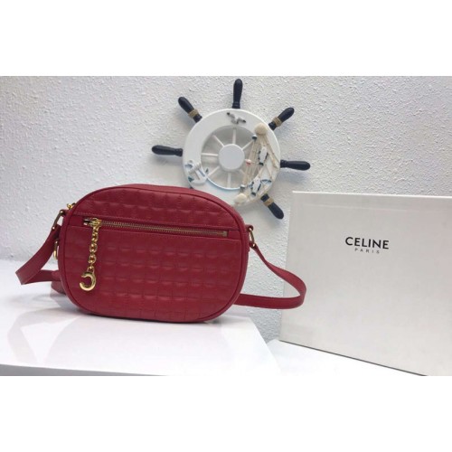 Celine Quilted Calfskin Small C Charm Bags Red