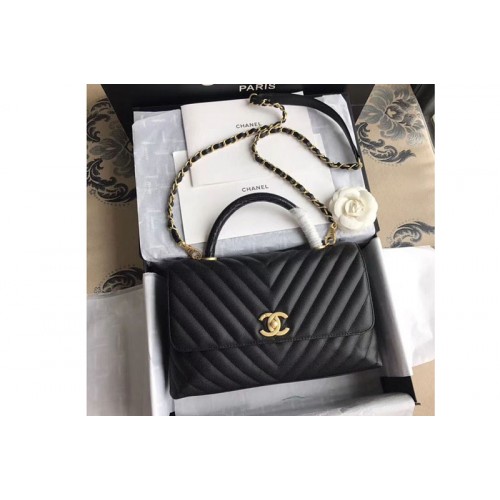 Chanel Original Leather Flap Bag with Top Handle Bags A92215 Black