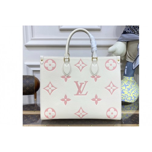 Louis Vuitton M21575 Onthego MM tote bag in White Monogram Empreinte Leather Louis Vuitton M21575 Onthego MM tote bag in White Monogram Empreinte Leather