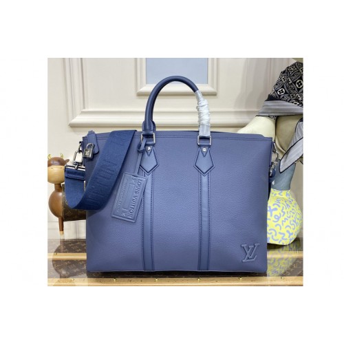 Louis Vuitton M59158 Lock It Tote bag in Blue grained calf leather