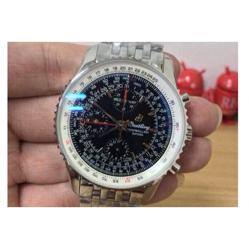 Breitling Datora Montbrillant Chrono SS JF 1:1 Best Edition Black Dial on SS Bracelet  A7751