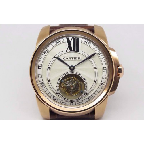 Cartier Calibre de Cartier Tourbillon RG/LE White Flying Tourbillon Cartier Calibre de Cartier Tourbillon RG/LE White Flying Tourbillon