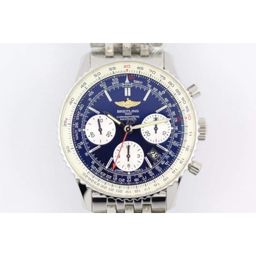 Breitling Navitimer 01 1:1 SS Dark Blue Dial on SS Bracelet A7750