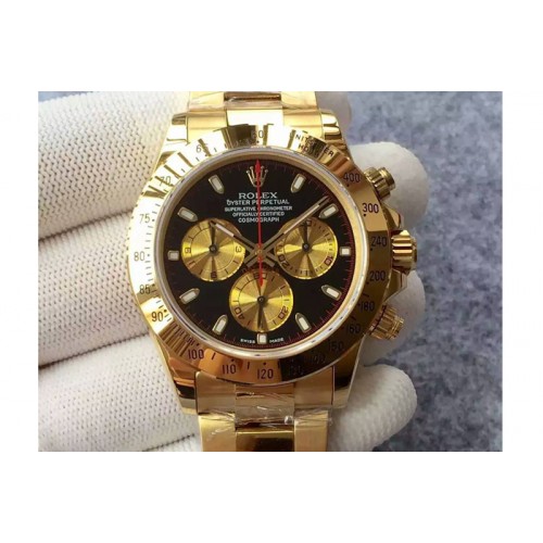 Rolex Daytona YG Black Dial on YG Bracelet A4130