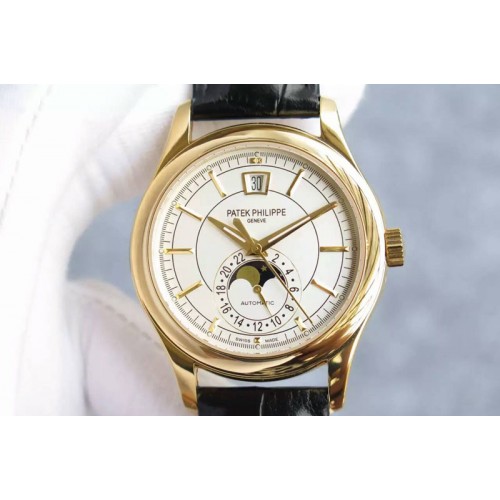 Patek Philippe Classic 5205 Moonphase RG White Dial on Black Leather Strap Miyota 9015 Patek Philippe Classic 5205 Moonphase RG White Dial on Black Leather Strap Miyota 9015