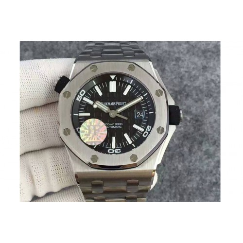 Audemars Piguet Royal Oak Offshore Diver 15710 JF 1:1 Best Edition Black Dial on SS Bracelet A3120