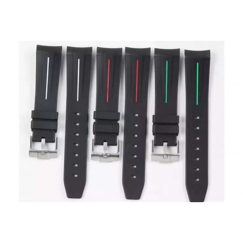 Rolex RubberB White/Red/Green Line Rubber strap with Tang buckle for Submariner Rolex RubberB White/Red/Green Line Rubber strap with Tang buckle for Submariner