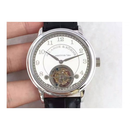 A.Lange & Sohne 1815 Tourbillon Handwerkskunst SS White Dial on Black Leather Strap Cal.L02.1