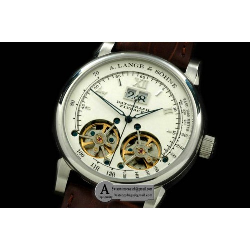 A.Lange & Sohne Duo Tourbillon Big Date SS Leather White Asian 2813 Replica Watches
