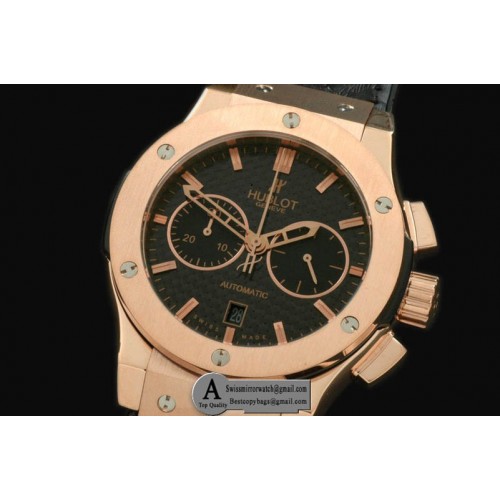 Hublot Classic Fusion Chrono V2 Rose Gold Leather Grey Black A 7750 Sec@3 Replica Watches Hublot Classic Fusion Chrono V2 Rose Gold Leather Grey Black A 7750 Sec@3 Replica Watches