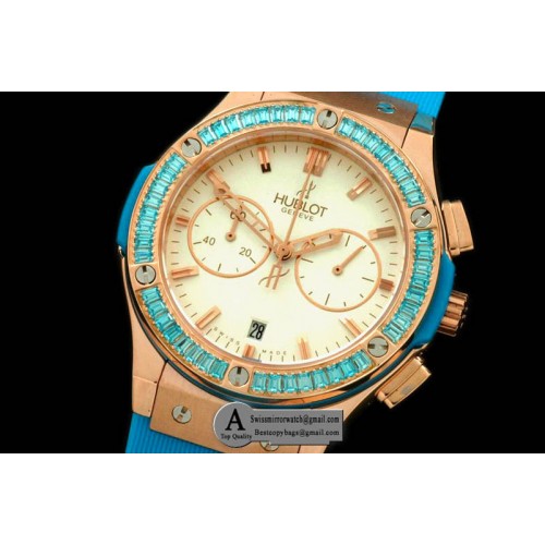 Hublot Ladies Classic Fusion Chrono Rose Gold Rubber White Blue Jap Qtz Replica Watches Hublot Ladies Classic Fusion Chrono Rose Gold Rubber White Blue Jap Qtz Replica Watches