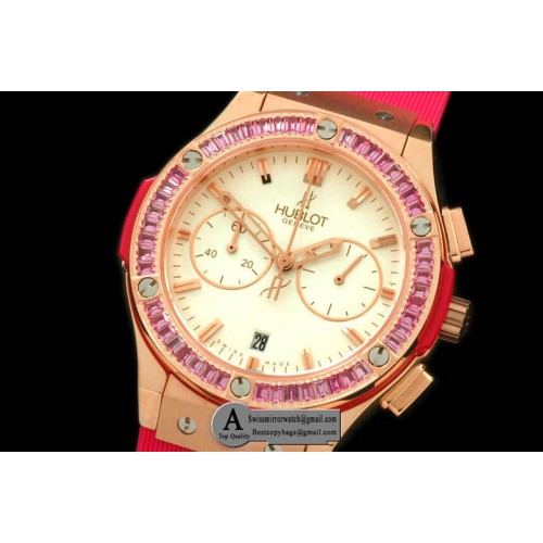 Hublot Ladies Classic Fusion Chrono Rose Gold Rubber White Pink Jap Qtz Replica Watches Hublot Ladies Classic Fusion Chrono Rose Gold Rubber White Pink Jap Qtz Replica Watches