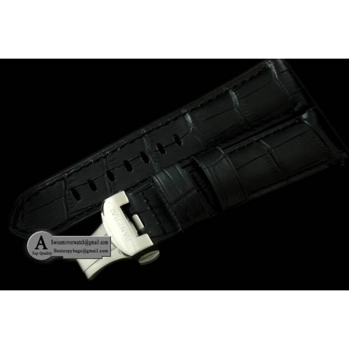 Panerai Black Leather Strap New Style Deployant for 44