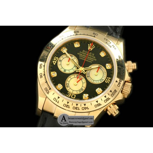 Rolex 2011 Yellow Gold Leather Black White Diamond A-7750 Sec@6 28800 Replica Watches Rolex 2011 Yellow Gold Leather Black White Diamond A-7750 Sec@6 28800 Replica Watches