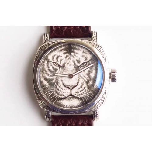 Panerai Radiomir 47mm Solid Silver Engraved Case Chrome Heart Tiger Dial