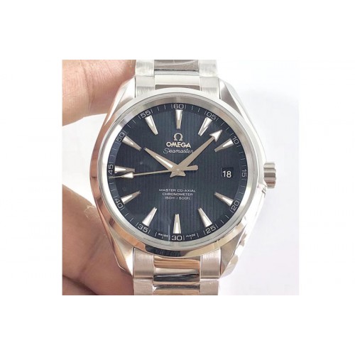 Omega Aqua Terra 150M SS VSF 1:1 Best Edition Blue Textured Dial Silver Markers on SS Bracelet A8500 Super Clone Omega Aqua Terra 150M SS VSF 1:1 Best Edition Blue Textured Dial Silver Markers on SS Bracelet A8500 Super Clone