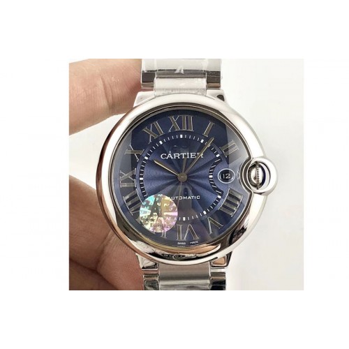 Cartier Ballon Bleu 42mm SS AF 1:1 Best Edition Blue Texture Dial on SS Bracelet A2892