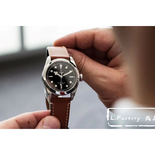 Tudor Black Bay 41mm LF 1:1 Best Edition Black Dial on Brown Leather Strap A2824