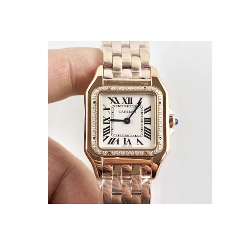 Cartier Panth�re Secrete Ladies 27mm Diamond Bezel RG 8848F 1:1 Best Edition White Dial on RG Bracelet Ronda Quartz Cartier Panth�re Secrete Ladies 27mm Diamond Bezel RG 8848F 1:1 Best Edition White Dial on RG Bracelet Ronda Quartz