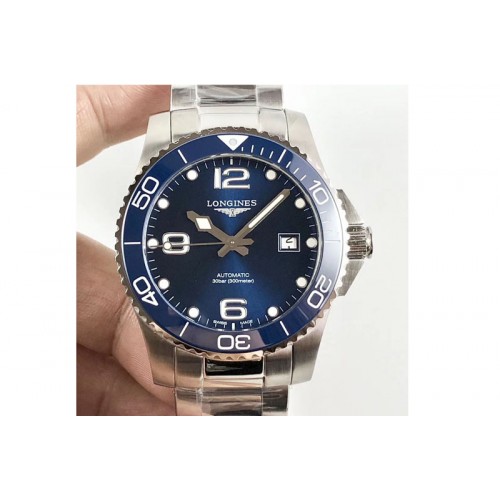 Longines Conquest L3.840.4.56.6 Real Ceramic Bezel SS ZF 1:1 Best Edition Blue dial On SS Bracelet A2824