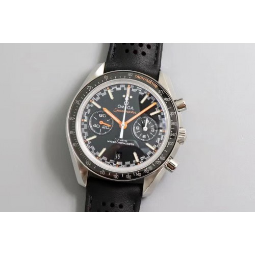Omega Racing Master Chronometer OMF 1:1 Best Edition Black Dial Orange Hand on Black Leather Strap A9300 Omega Racing Master Chronometer OMF 1:1 Best Edition Black Dial Orange Hand on Black Leather Strap A9300