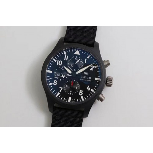 IWC 2019 New TOP GUN IW389101 Real Ceramic ZF 1:1 Best Edition on Black Nylon Strap A7750