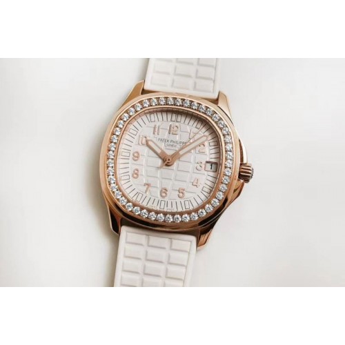 Patek Philippe Aquanaut 5068 RG PPF 1:1 Best Edition White Textured Dial on White Rubber Strap 324CS