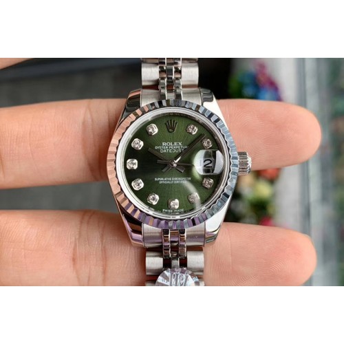 Ladies Rolex Datejust 28mm 279174 WF Best Edtion SS Fluted Bezel Green Dial on SS Jubilee Bracelet Eta2671 Ladies Rolex Datejust 28mm 279174 WF Best Edtion SS Fluted Bezel Green Dial on SS Jubilee Bracelet Eta2671