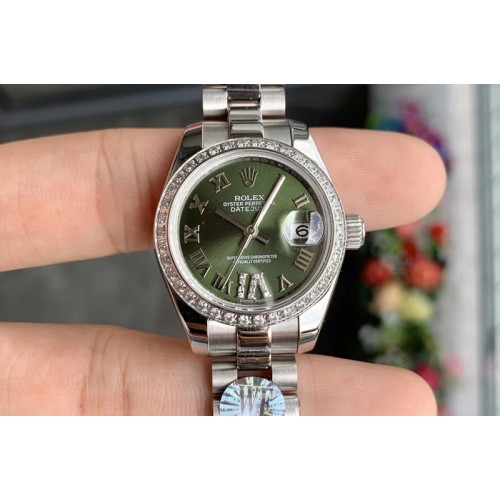 Ladies Rolex Datejust 28mm 279174 WF Best Edtion SS Green Dial Diamond Bezel on SS Oyster Bracelet Eta2671 Ladies Rolex Datejust 28mm 279174 WF Best Edtion SS Green Dial Diamond Bezel on SS Oyster Bracelet Eta2671