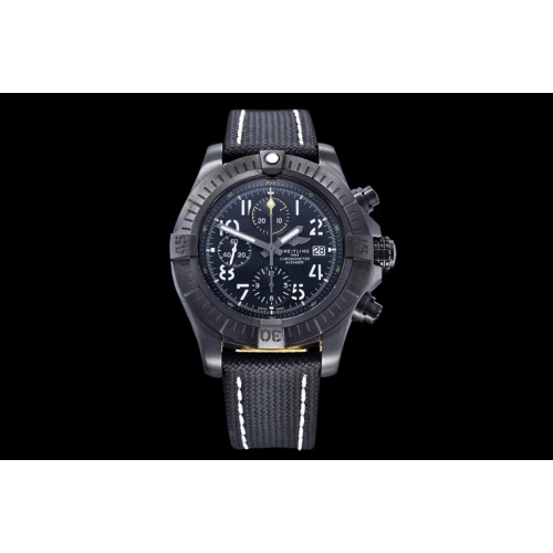 Breitling Avenger Bandit DLC GF 1:1 Best Edition Black Dial on Black Nylon Strap A7750