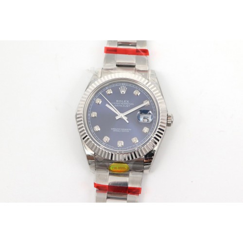 Rolex DateJust 41 126334 SS TW 1:1 Best Edition Blue Dial Diamond Markers on Oyster Bracelet A3135 Clone