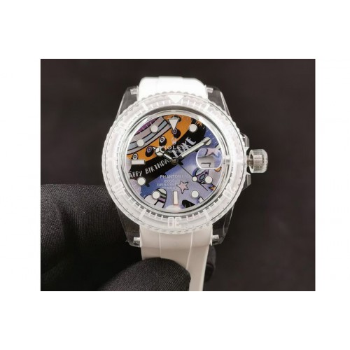 Rolex Submariner Phantomlab Transparent 5GF Best Edition Blue Space Dial on White Rubber Strap VR3135