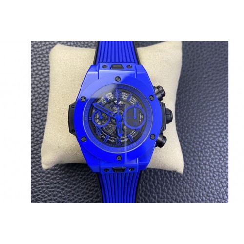 Hublot Big Bang Unico Blue Magic Ceramic ZF 1:1 Best Edition Skeleton Dial on Blue Rubber Strap A1280 Hublot Big Bang Unico Blue Magic Ceramic ZF 1:1 Best Edition Skeleton Dial on Blue Rubber Strap A1280