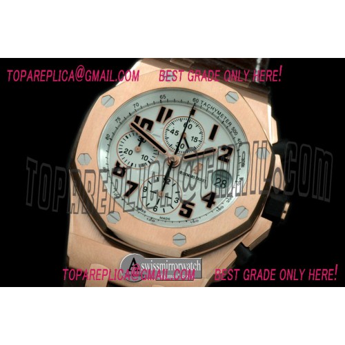 Audemars Piguet 2014 Royal Oak Chrono 26470 RG/LE White A-7750 Sec@12