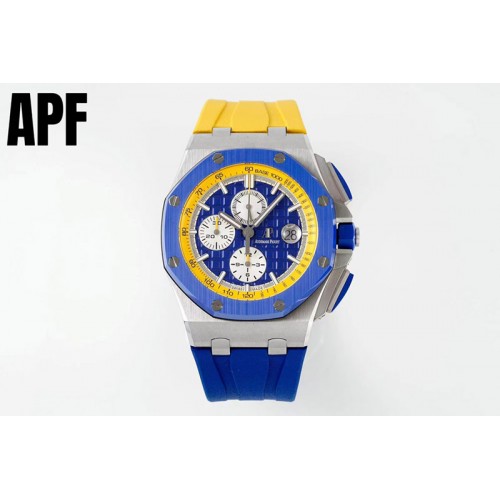 Audemars Piguet Royal Oak Offshore 44mm Blue Ceramic Bezel APF 1:1 Best Edition Blue/Yellow Dial on Blue/Yellow Rubber Strap A31 Audemars Piguet Royal Oak Offshore 44mm Blue Ceramic Bezel APF 1:1 Best Edition Blue/Yellow Dial on Blue/Yellow Rubber Strap A31