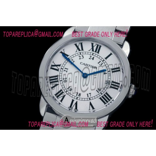 Ronde De Cartier Solo Mid SS/SS White Swiss Quartz