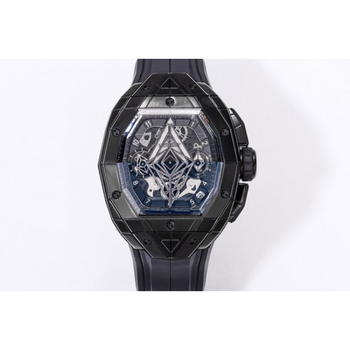 Hublot Spirit of Big Bang Sang Bleu PVD BLSF Edition Skeleton Dial on Black Rubber Strap A7750 Hublot Spirit of Big Bang Sang Bleu PVD BLSF Edition Skeleton Dial on Black Rubber Strap A7750