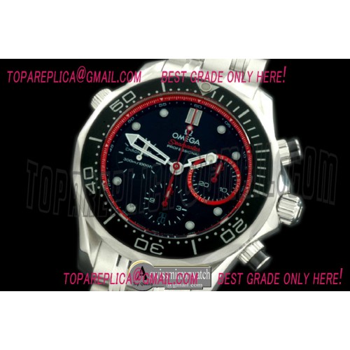 Omega Seamaster Pro 300M Chrono SS/SS Blk/Red A-7753 Omega Seamaster Pro 300M Chrono SS/SS Blk/Red A-7753