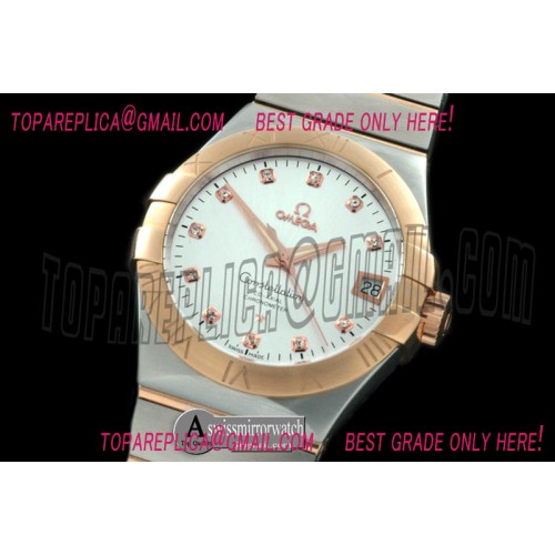 Omega Double Eagle Men Auto SS/RG Silver Diam Miyota 9105