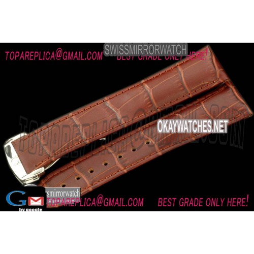 Omega Brown Calf/Croc Pressed Design c/w SS Insignia Deployant Omega Brown Calf/Croc Pressed Design c/w SS Insignia Deployant