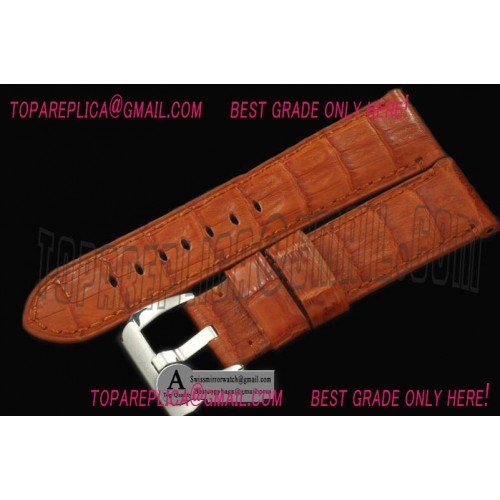 Replica Officine Panerai 24/22 Handsewn American Croc Leather Strap - Brown