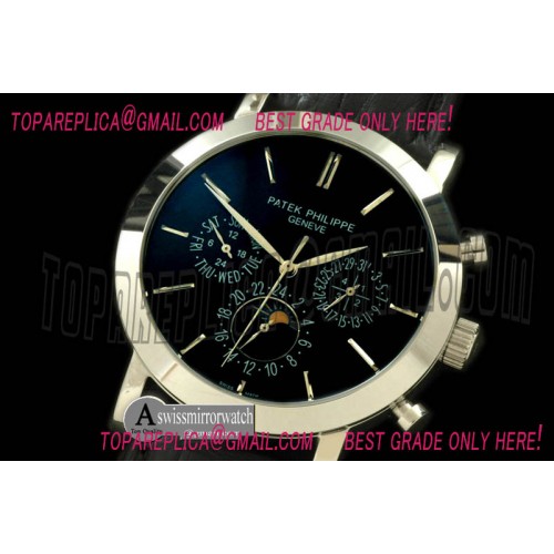 Patek Philippe Classic Perpetual Calendar SS/LE Black Sticks Asian 2813