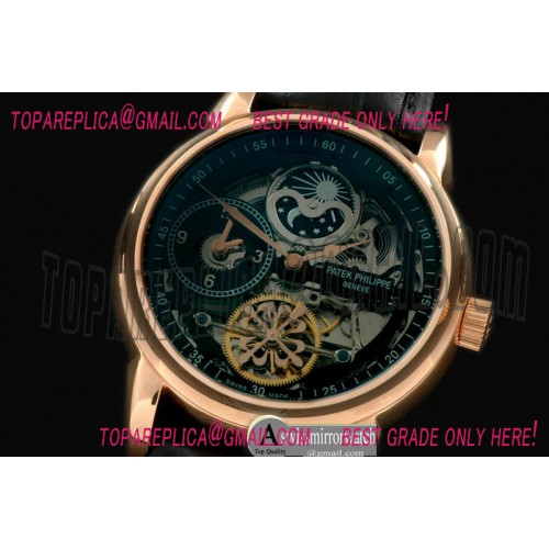 Patek Philippe Skeleton Duo Time/Moon Phase SS/LE Black Asian 2813