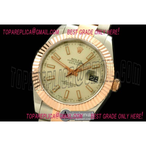 Rolex SS/YG Oyster Fluted Silver Sticks Asian Eta 2836-2